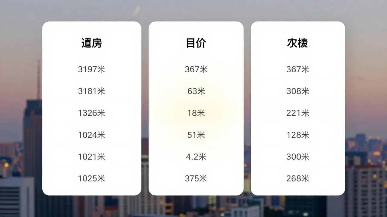Comparación visual de tres propiedades con detalles clave como precio, metros cuadrados y estacionamiento.