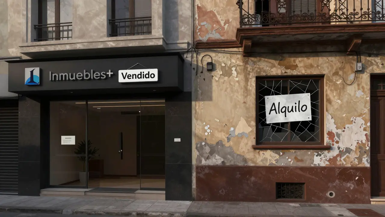 Contraste entre un departamento lujoso en Recoleta y uno deteriorado en Villa Lugano, simbolizando la desigualdad habitacional.