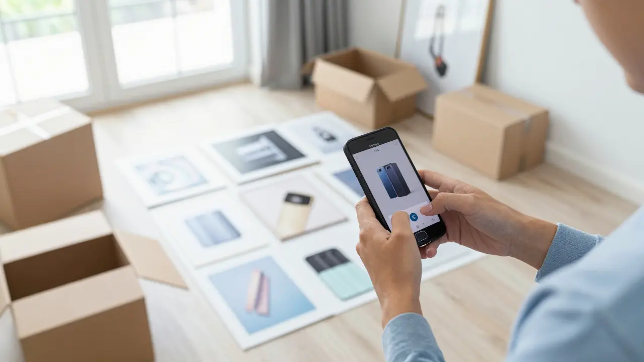 Photographing belongings for moving inventory