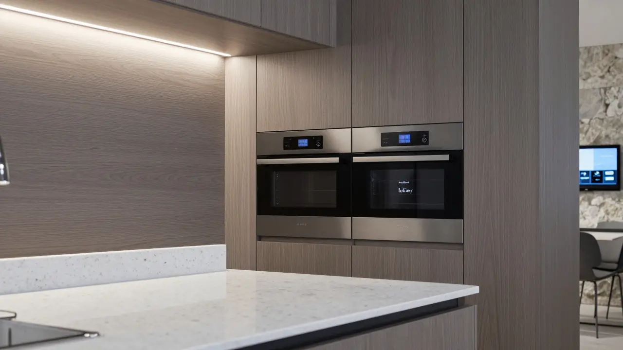 Cocina de lujo con materiales orgánicos y tecnología de domótica integrada