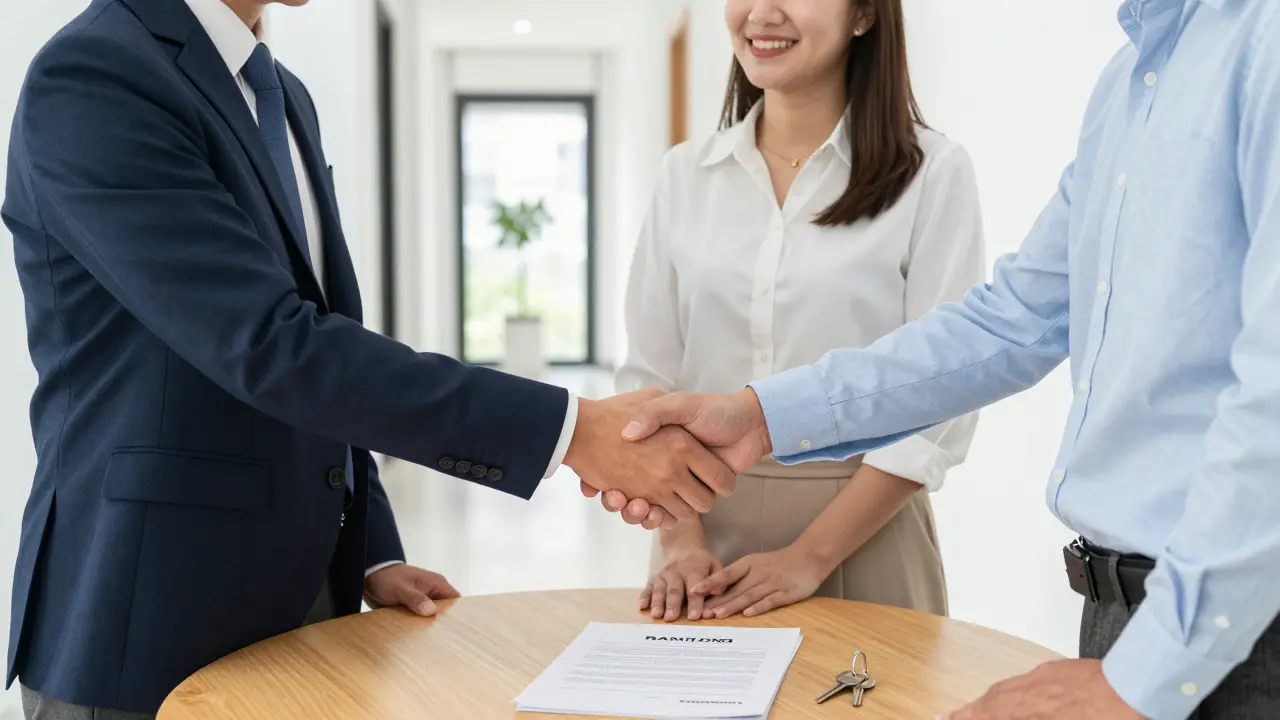 Propietario e inquilino firmando el inventario y el contrato de alquiler