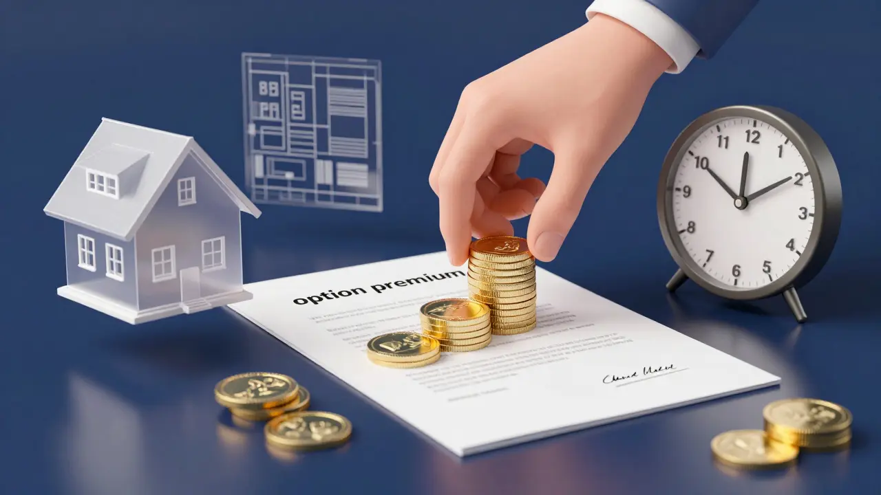 Representación conceptual de la prima de opción y el plazo del contrato.