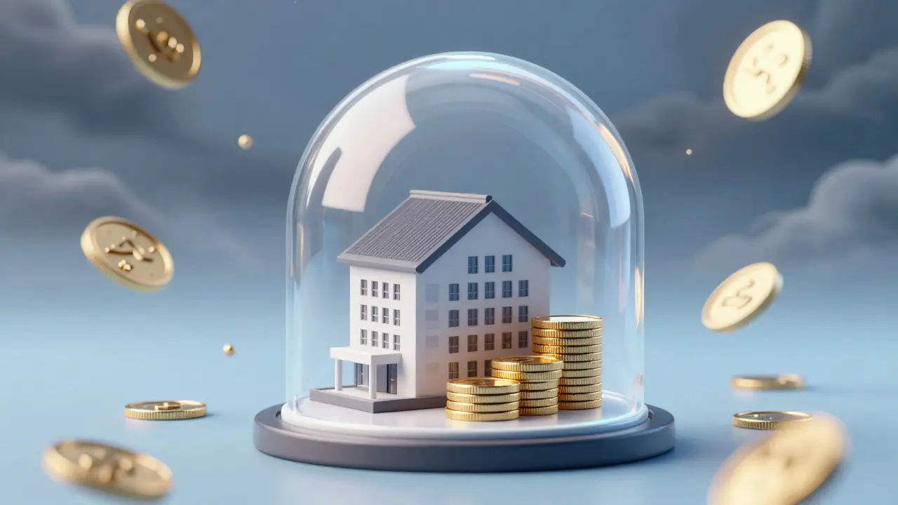 Representación conceptual de un patrimonio protegido dentro de una cúpula transparente.