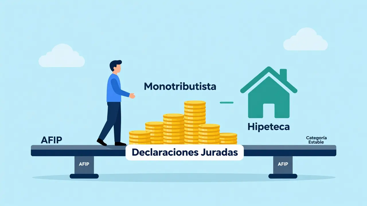 Illustration of stable income bridge connecting self-employed worker to home ownership