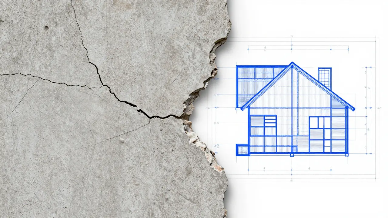 Primer plano de grietas en pared vieja con análisis estructural moderno
