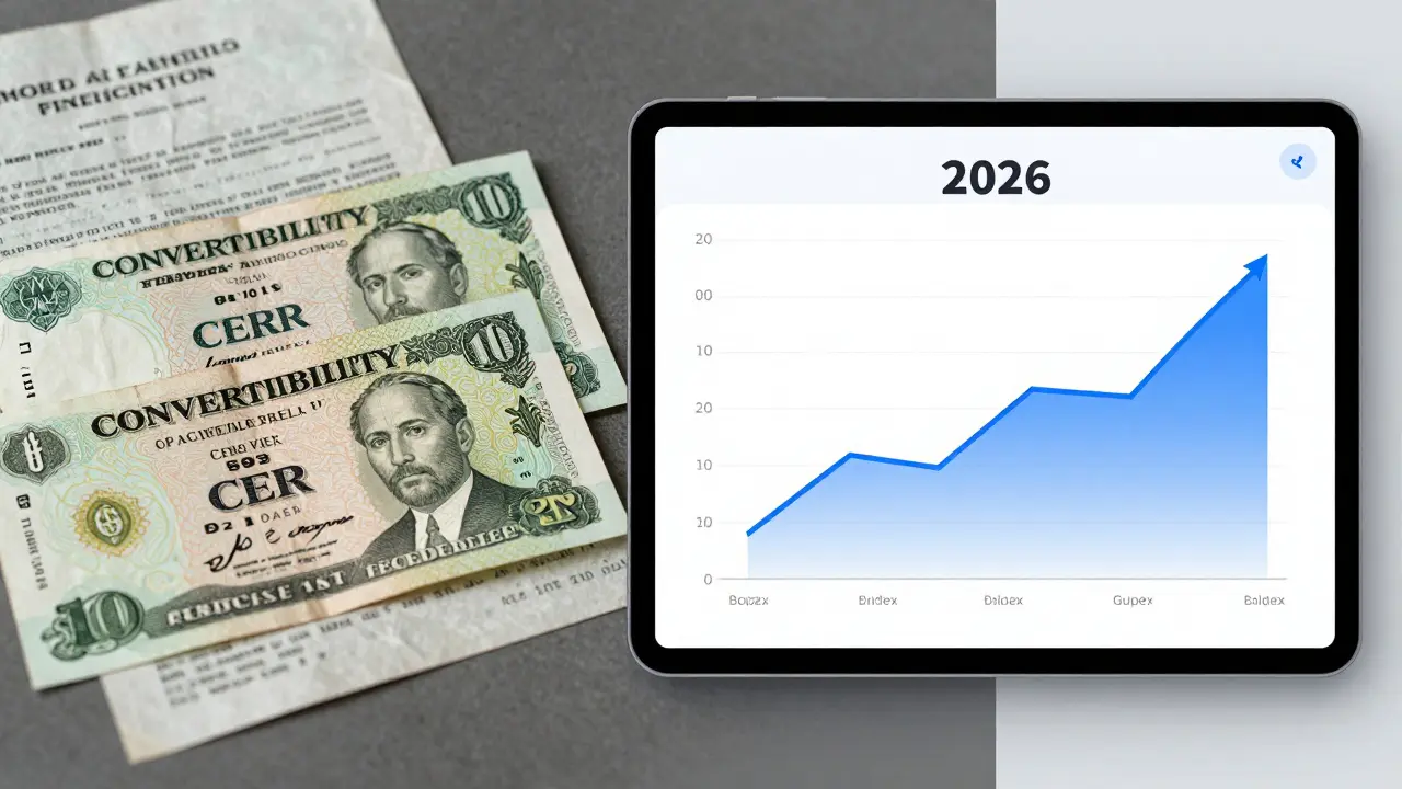 Comparación visual entre contratos antiguos de los 90 y gráficos modernos del CER en 2026