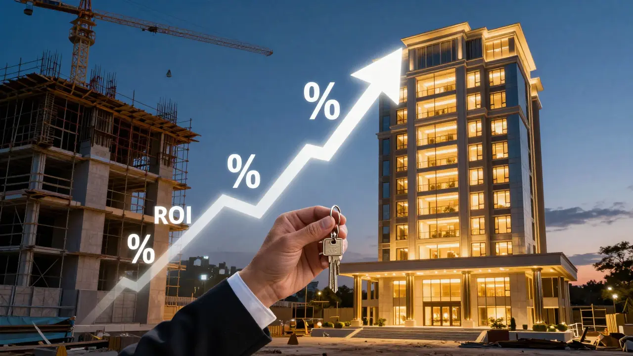 Comparativa entre obra en construccion y edificio terminado