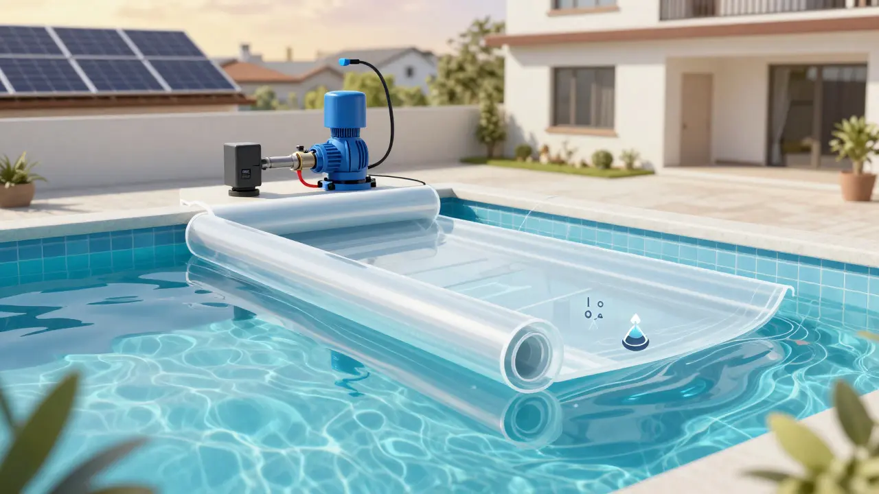 Ilustración de sistemas sostenibles para el mantenimiento de piscinas