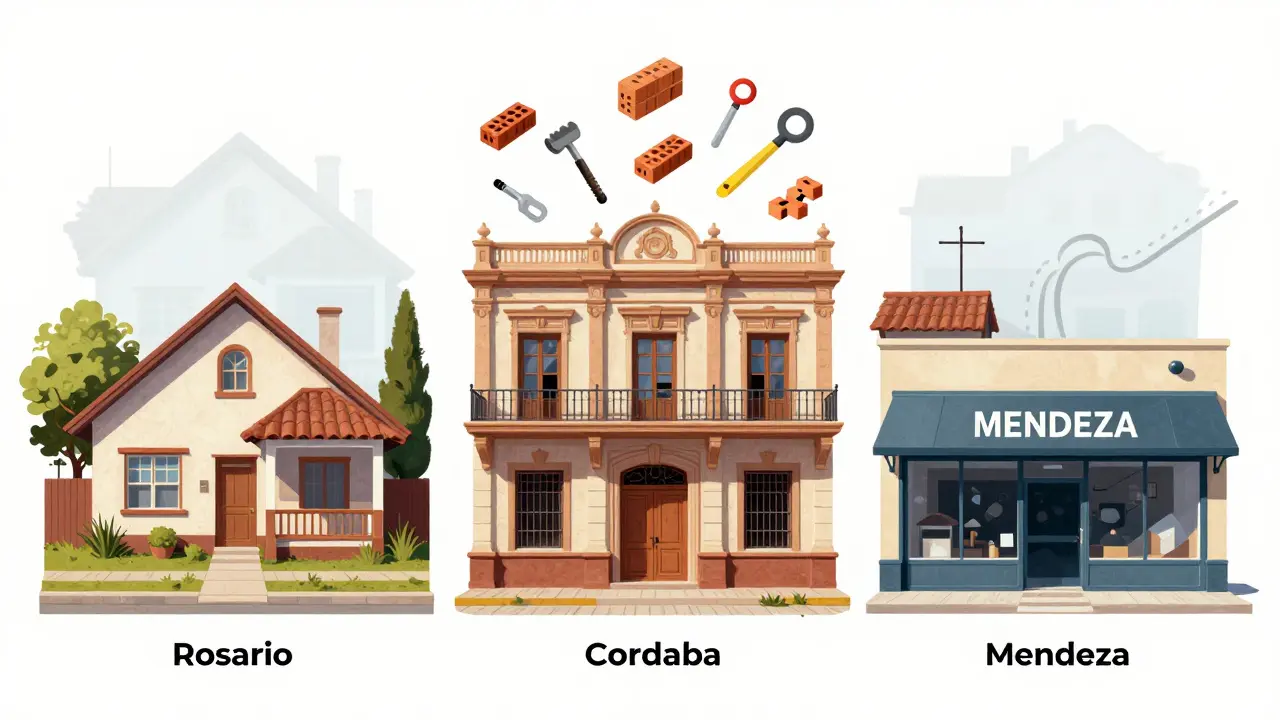 Ilustración de tres tipos de propiedades argentinas y sus métodos de tasación