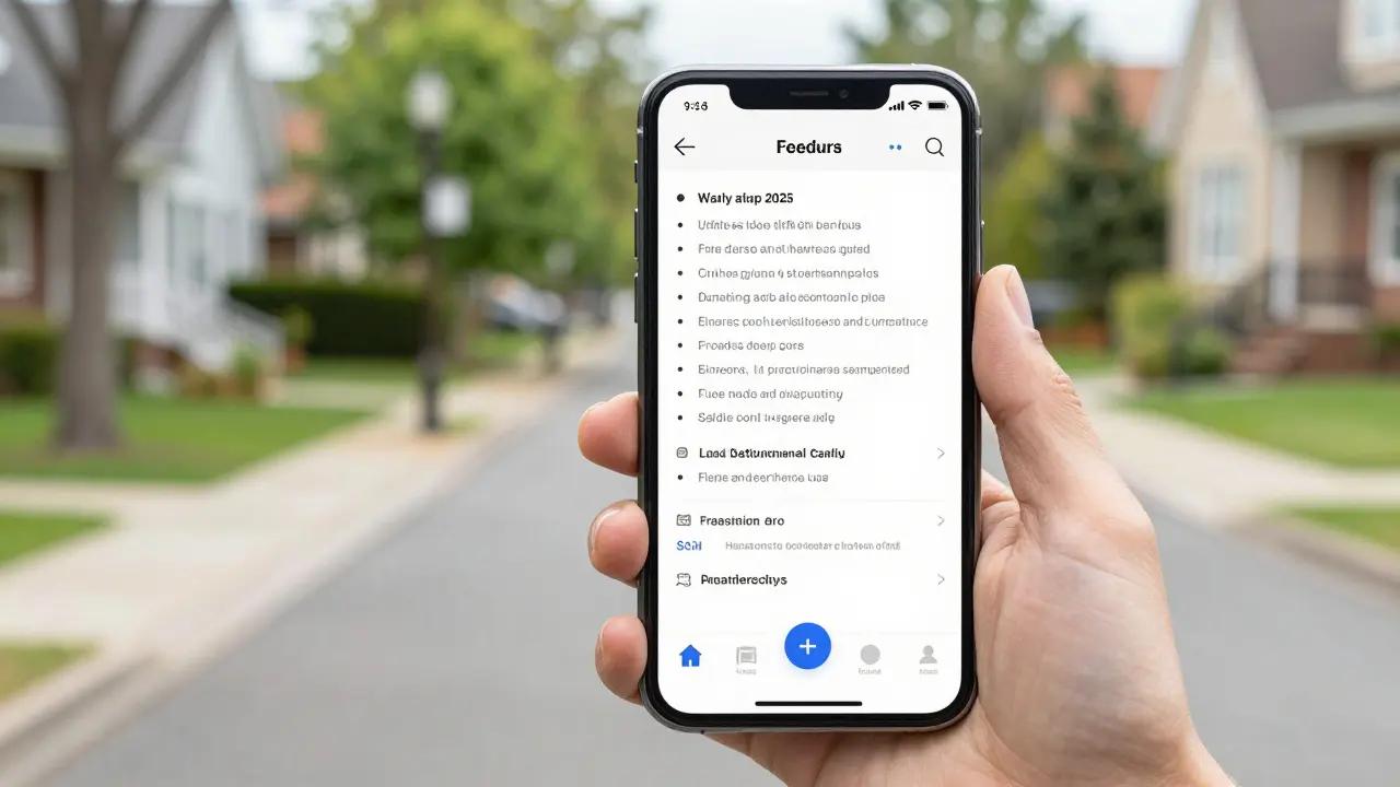 Listado inmobiliario claro y estructurado en un smartphone