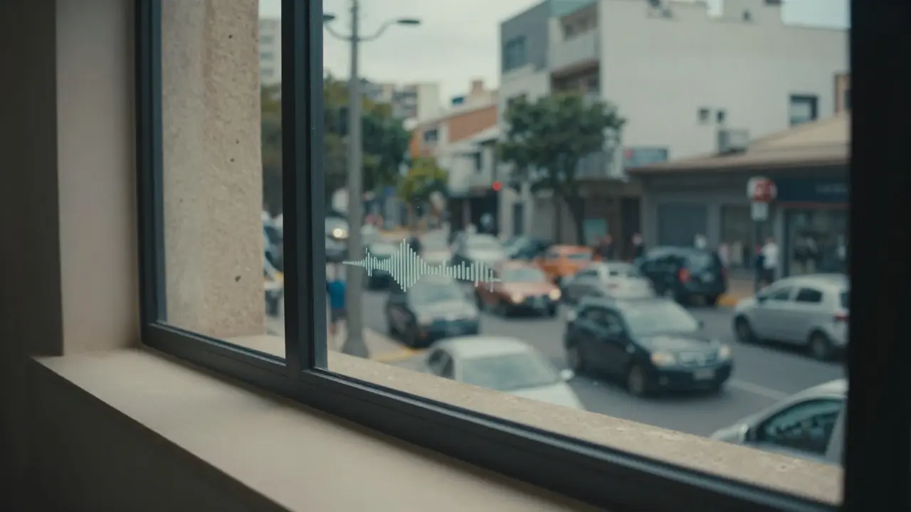 Ventana con aislamiento acústico en calle ruidosa de Rosario