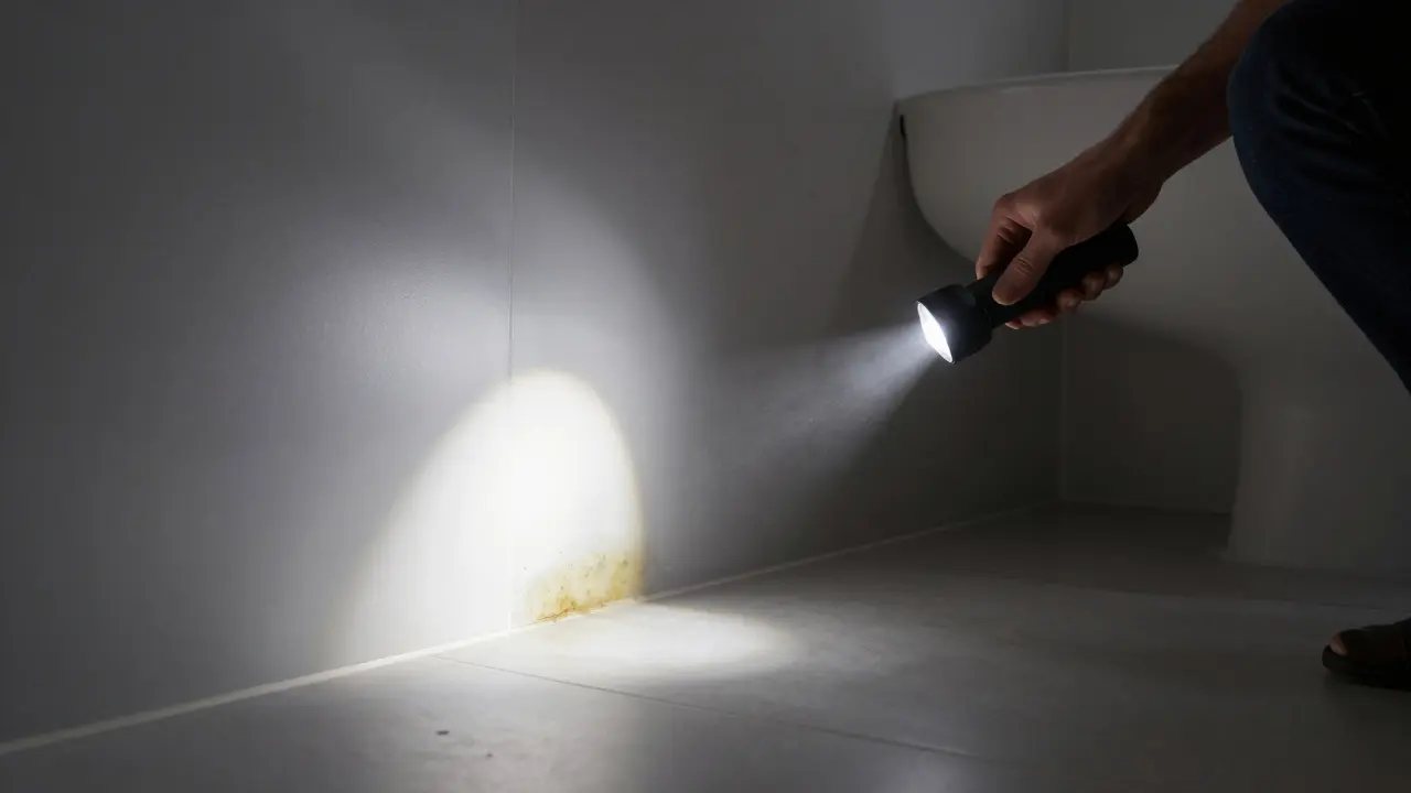 Verificación de humedad en las esquinas del baño