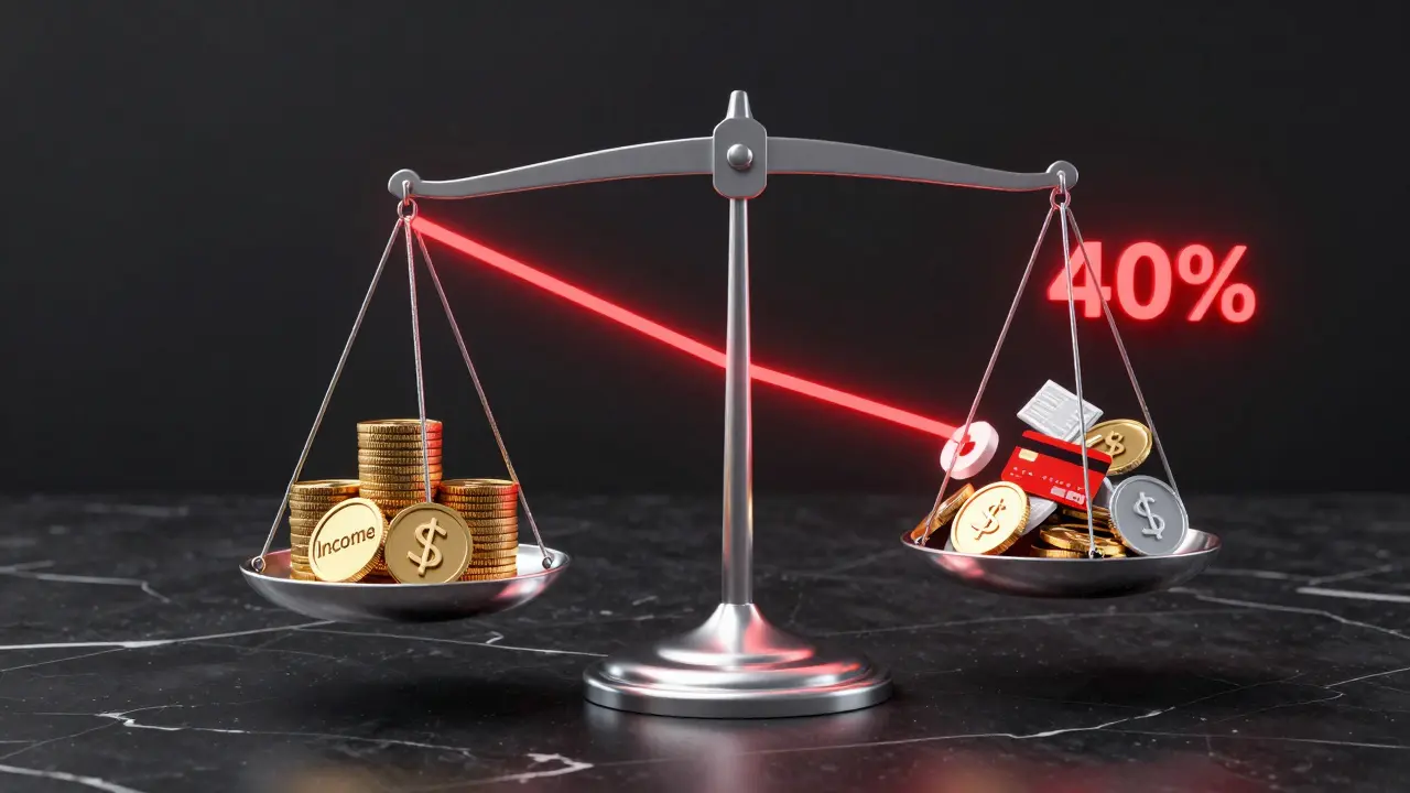 Ilustración conceptual de una balanza mostrando ingresos versus deudas hipotecarias