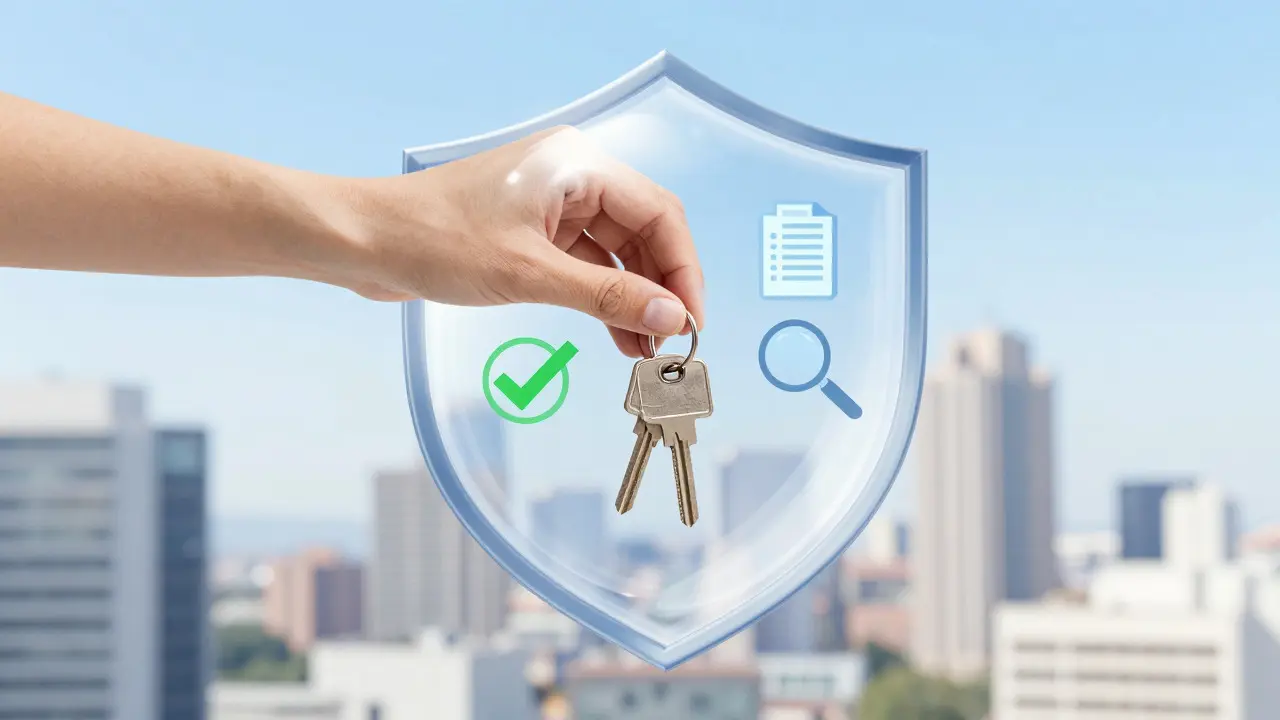 Manos sosteniendo llaves protegidas por un escudo transparente de seguridad