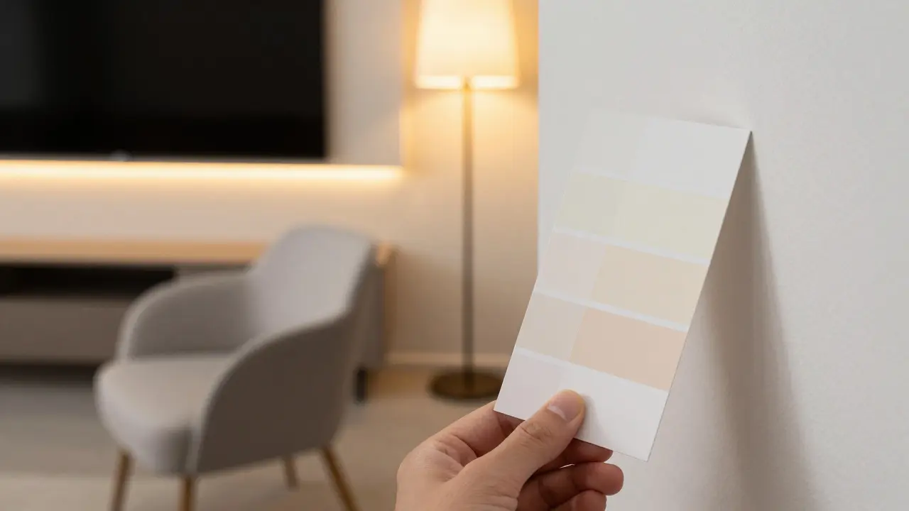 Prueba de tonos de pintura y capas de iluminación cálida en el hogar