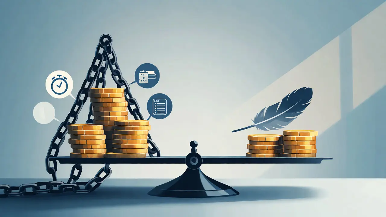 Ilustración conceptual de una balanza equilibrando precio alto contra velocidad de cierre.