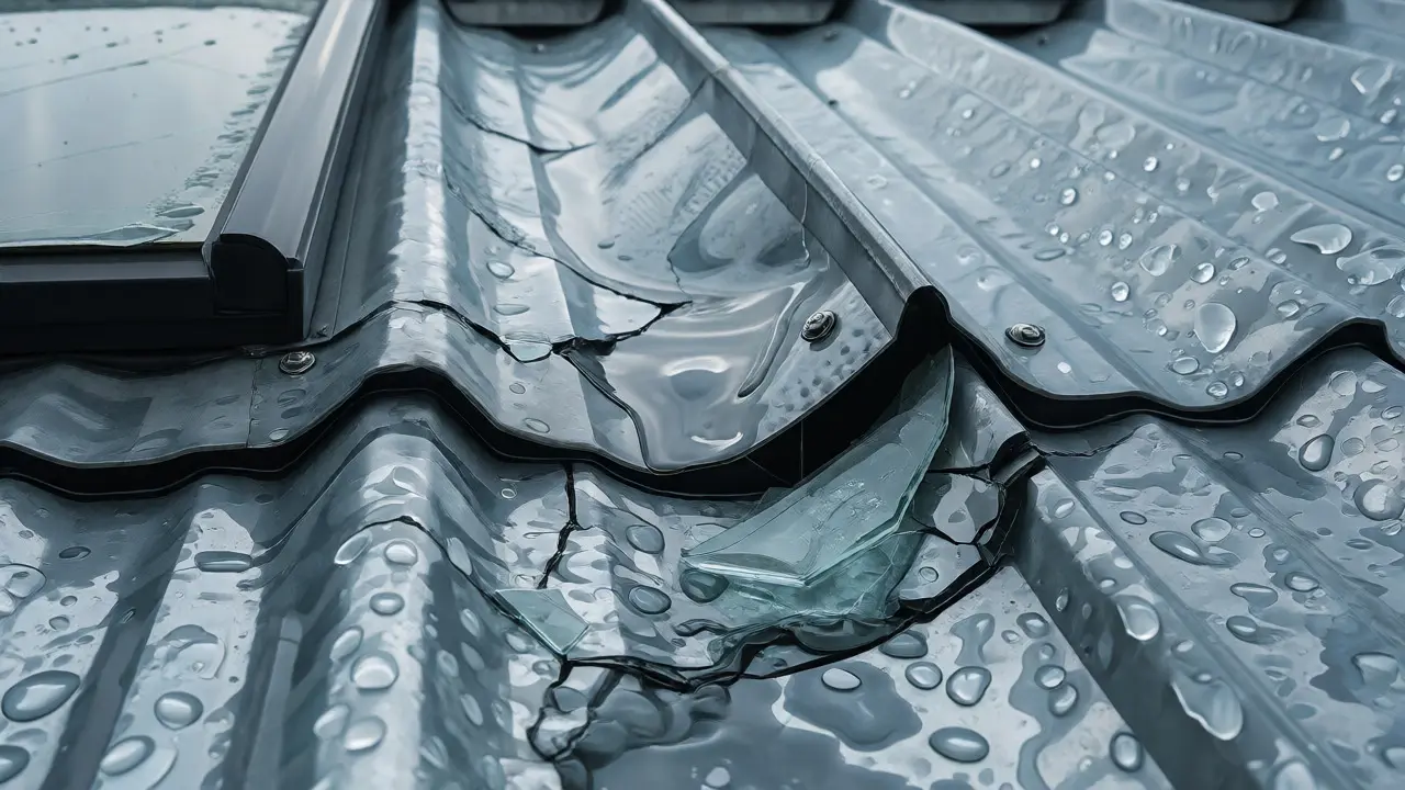 Daños por granizo en techo de chapa galvanizada